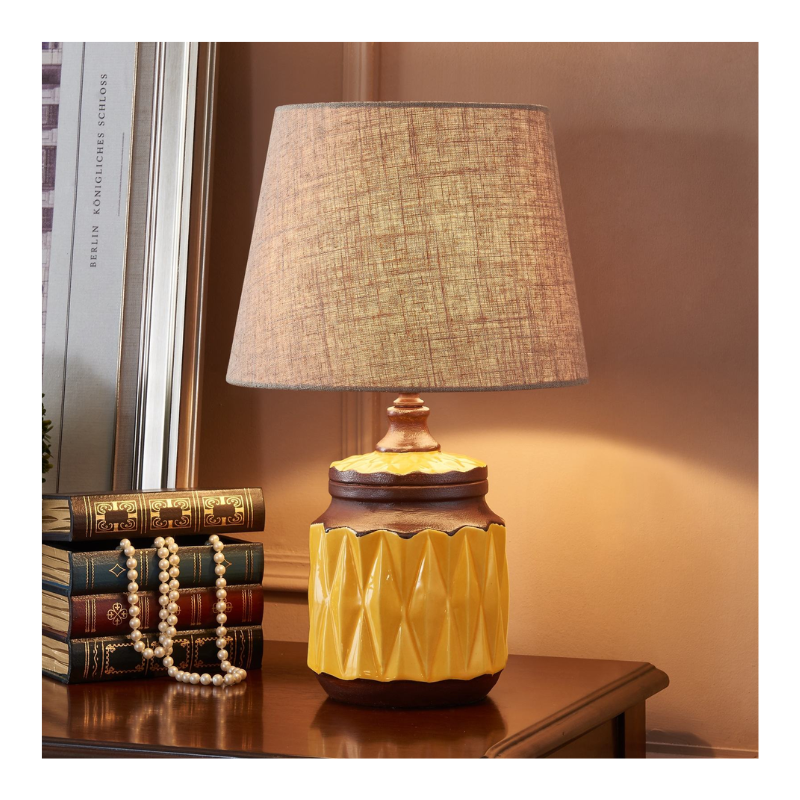 Amber Faceted Jar Table Lamp